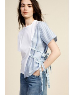 T-shirt asymétrique à manches courtes avec nœuds Dixie