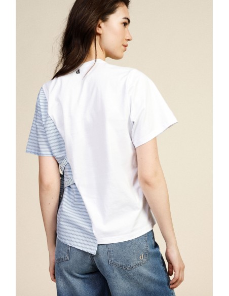 T-shirt asymétrique à manches courtes avec nœuds Dixie