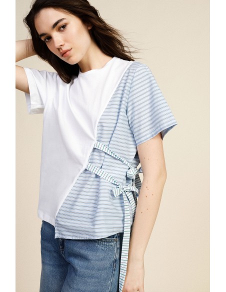 T-shirt asymétrique à manches courtes avec nœuds Dixie