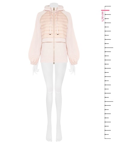 Middellange parka van nylon met capuchon en gewatteerde details van Rinascimento