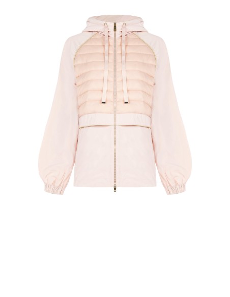 Manteau parka moyen en nylon avec capuche et détails rembourrés Rinascimento