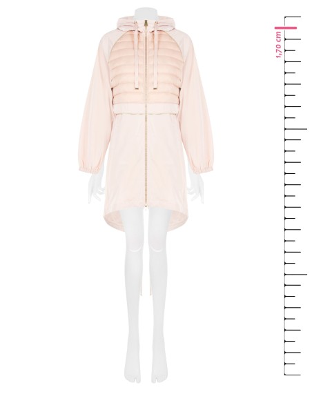 Manteau parka long en nylon avec capuche et détails rembourrés Rinascimento