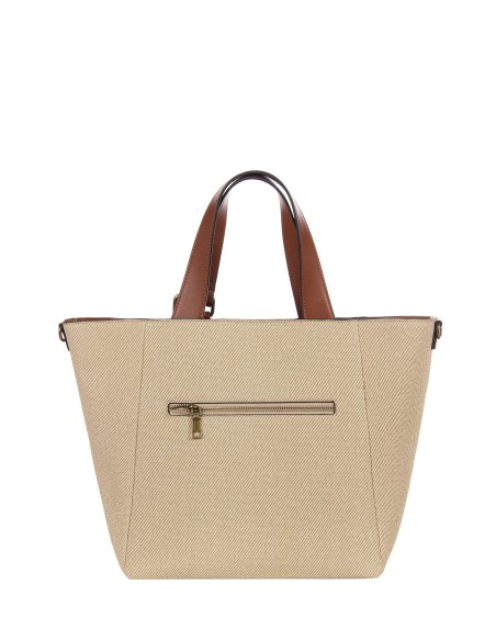 Maxi Canvas Shopper With Imitation Leather Trim and Removable Adjustable Strap Rinascimento