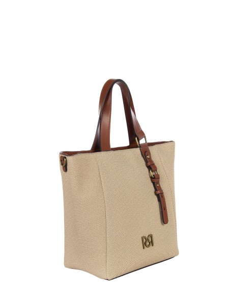 Maxi Canvas Shopper With Imitation Leather Trim and Removable Adjustable Strap Rinascimento