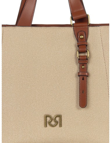 Maxi Canvas Shopper With Imitation Leather Trim and Removable Adjustable Strap Rinascimento