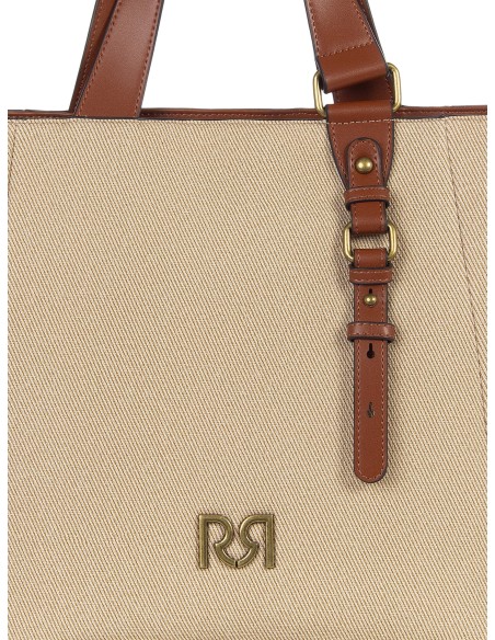 Maxi Canvas Shopper With Imitation Leather Trim and Removable Adjustable Strap Rinascimento