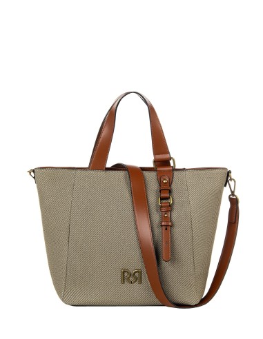 Maxi Canvas Shopper With Imitation Leather Trim and Removable Adjustable Strap Rinascimento
