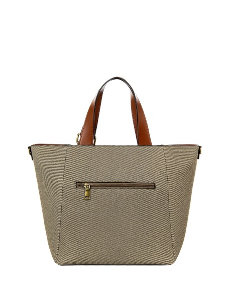 Maxi Canvas Shopper With Imitation Leather Trim and Removable Adjustable Strap Rinascimento