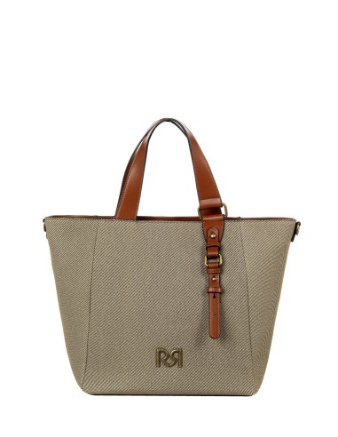 Maxi Canvas Shopper With Imitation Leather Trim and Removable Adjustable Strap Rinascimento