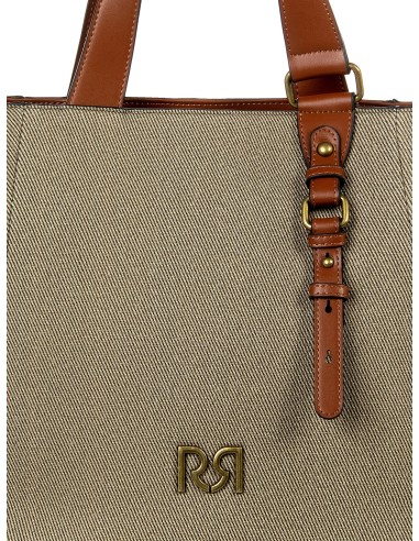 Maxi Canvas Shopper With Imitation Leather Trim and Removable Adjustable Strap Rinascimento