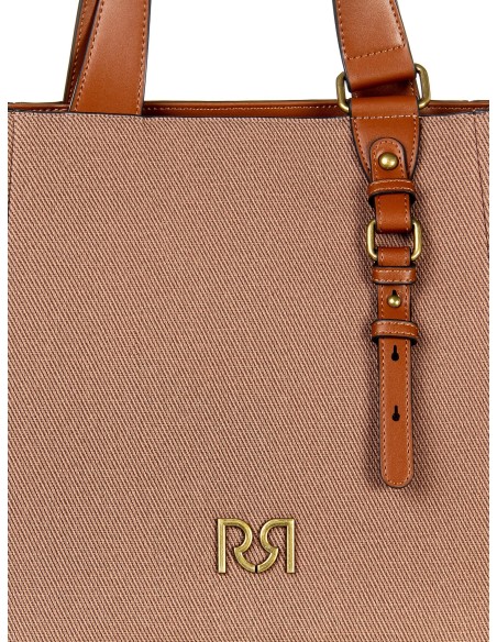 Maxi Canvas Shopper With Imitation Leather Trim and Removable Adjustable Strap Rinascimento