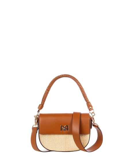 Sac à bandoulière en imitation cuir tressé effet paille avec bandoulière amovible et réglable Rinascimento