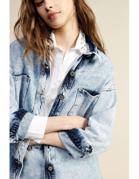 Denim overhemd met ruime pasvorm en opgestikte zakken Dixie