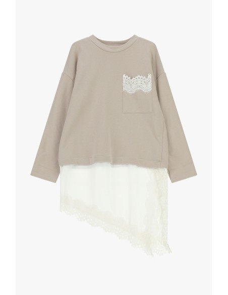 Robe courte avec bas asymétrique et dentelle Dixie