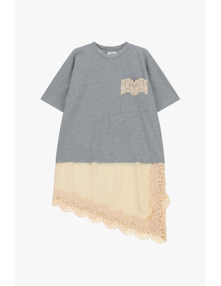 Robe courte avec empiècements asymétriques et pochette Dixie