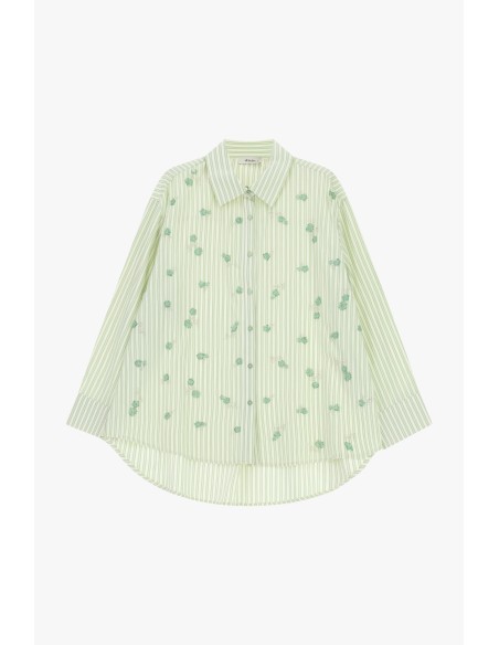 Chemise oversize à rayures et broderie florale Dixie