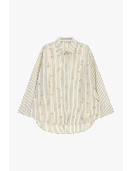 Chemise oversize à rayures et broderie florale Dixie