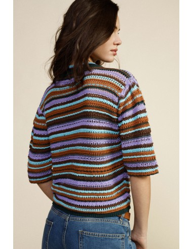 Pull rayé à manches courtes et col rond Dixie