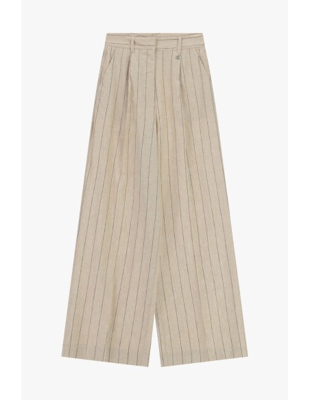 Pantalon palazzo rayé avec pinces et poches latérales Dixie