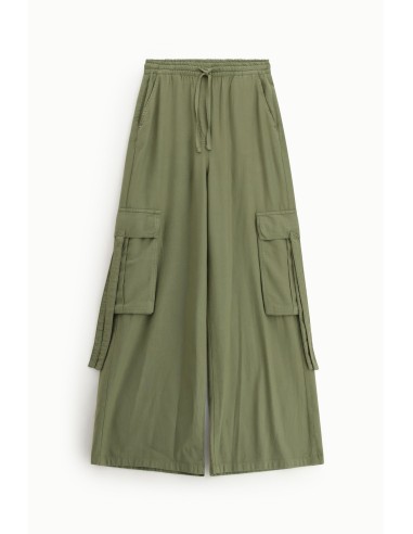 Pantalon palazzo cargo à poches latérales et cordon de serrage Dixie
