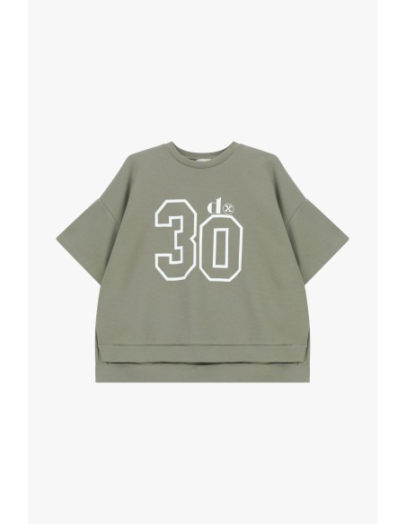 T-shirt large avec impression de numéros et fentes latérales Dixie