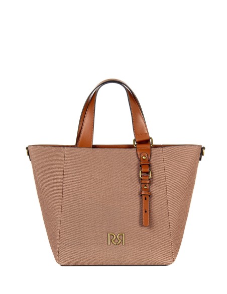 Maxi Canvas Shopper With Imitation Leather Trim and Removable Adjustable Strap Rinascimento