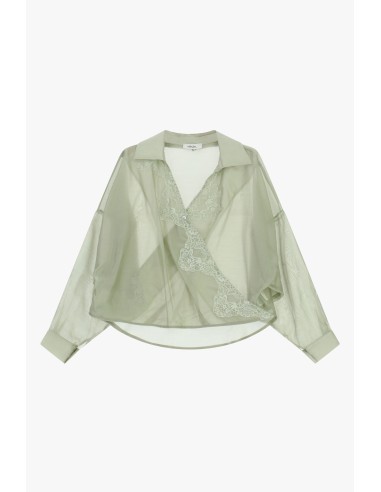 Semitransparante blouse met kant en klassieke kraag van Dixie