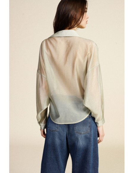 Semitransparante blouse met kant en klassieke kraag van Dixie