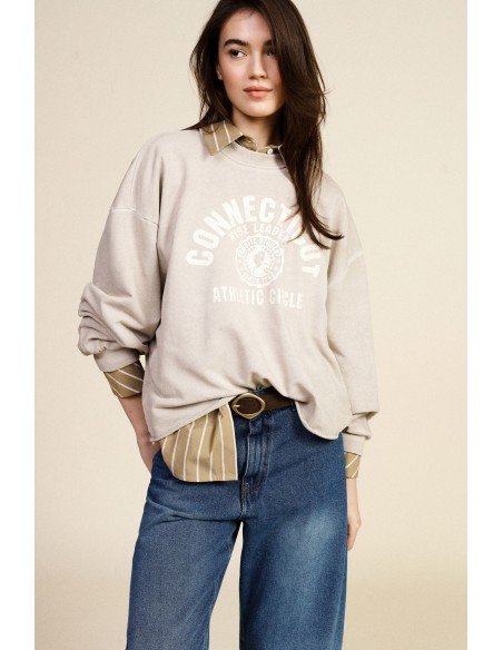 Ruime sweater met ronde hals en collegeprint aan de voorkant Dixie
