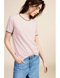 Dixie T-shirt met strepen en afgeronde zoom