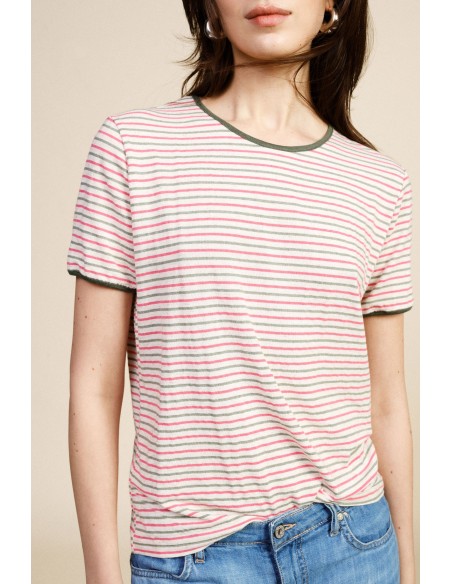 T-shirt rayé à ourlet arrondi Dixie