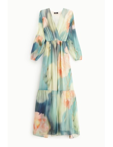 Robe longue imprimé floral col en V Dixie