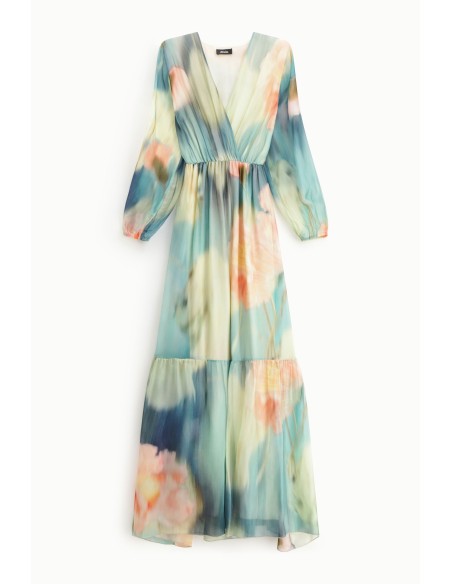 Robe longue imprimé floral col en V Dixie