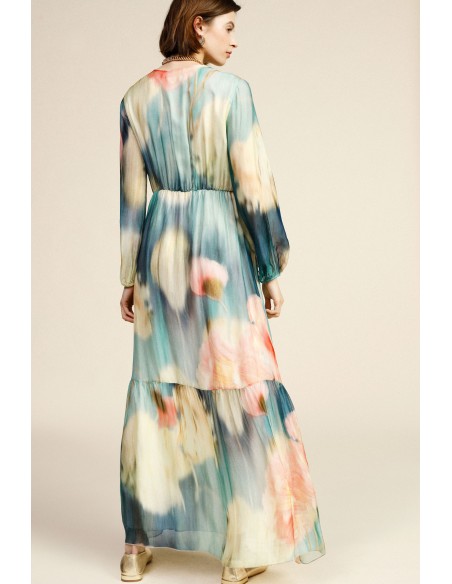 Robe longue imprimé floral col en V Dixie
