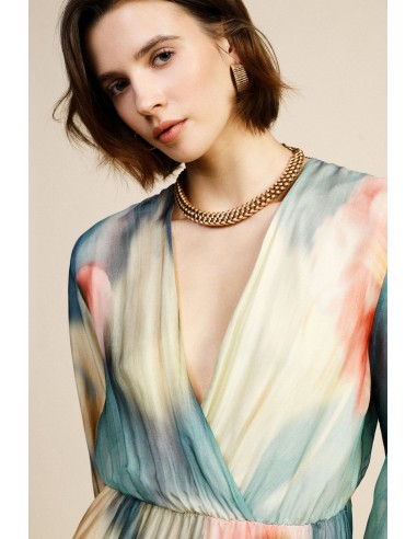 Lange jurk met bloemenprint en V-hals Dixie