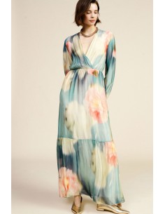 Robe longue imprimé floral col en V Dixie