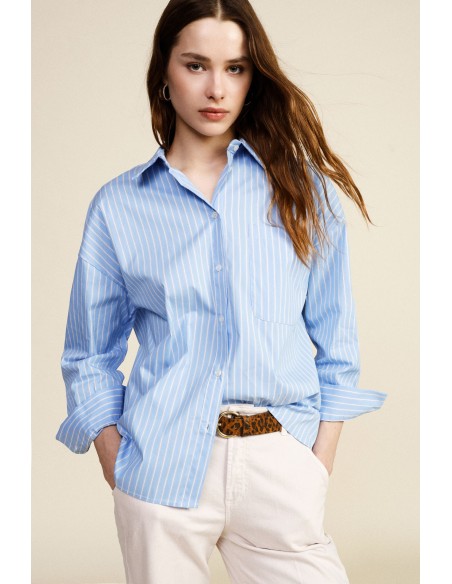 Chemise rayée avec poche et imprimé Dixie Phrase