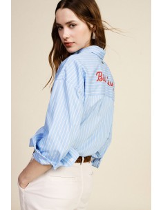 Chemise rayée avec poche et imprimé Dixie Phrase