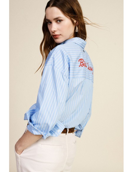 Chemise rayée avec poche et imprimé Dixie Phrase