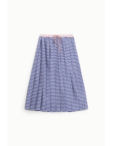 Dixie midi-rok met hoge taille, plooien en trekkoord