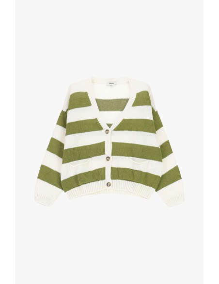 Cardigan rayé avec boutons et poches avant Dixie