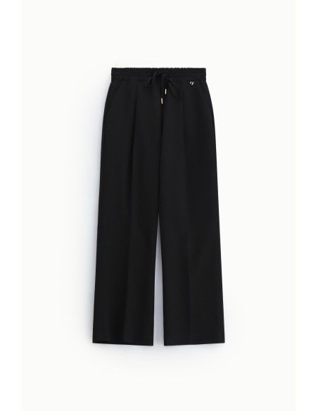 Pantalon palazzo à taille élastiquée avec pinces Dixie