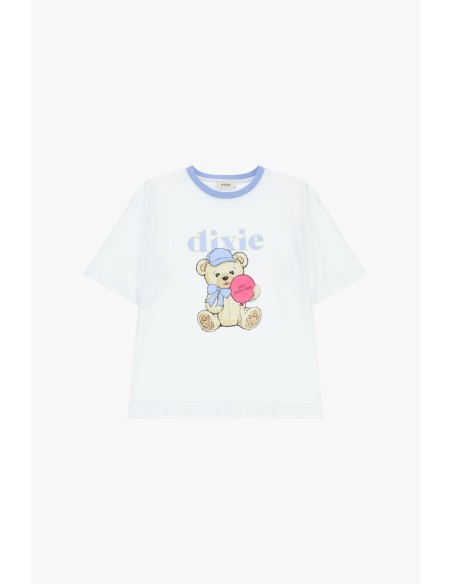 T-shirt à col ras du cou avec imprimé ours et lettrage Dixie