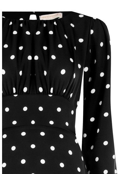Robe midi à pois en satin avec encolure piquée Rinascimento