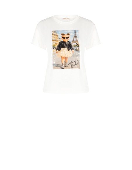 T-Shirt régulier en coton avec imprimé Baby Girl et strass Rinascimento