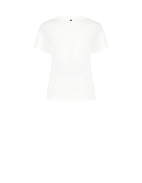 T-Shirt régulier en coton avec imprimé chat et strass Rinascimento