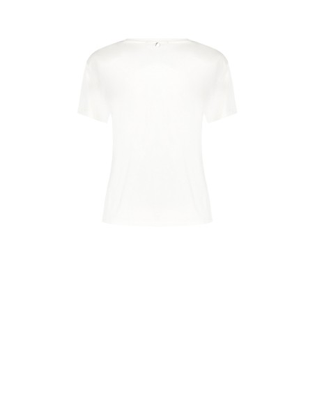 T-Shirt régulier en coton avec strass à l'encolure ras du cou Rinascimento