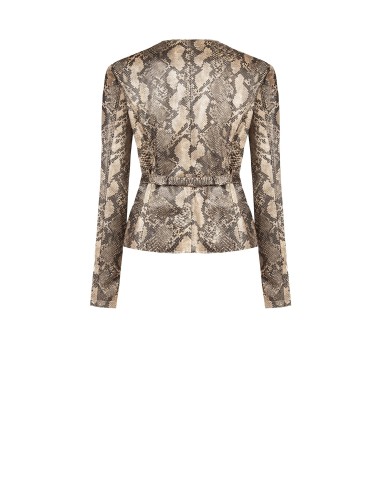 Veste en faux cuir python avec ceinture coordonnée et épaulettes Rinascimento