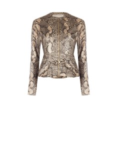 Veste en faux cuir python avec ceinture coordonnée et épaulettes Rinascimento