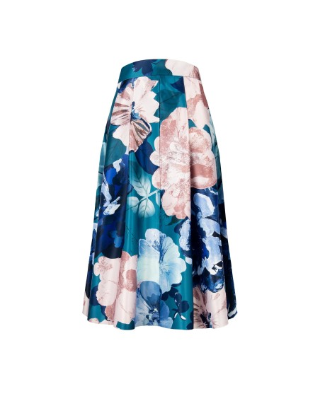 Jupe longue en satin Duchesse Wheel avec poches Rinascimento